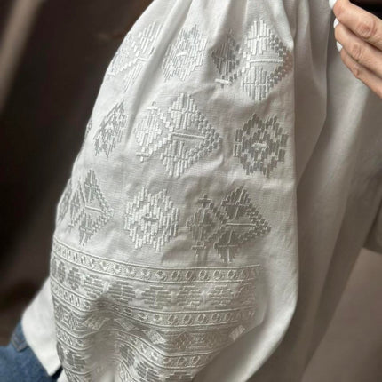 Women’s White Vyshyvanka with Puffy Sleeves