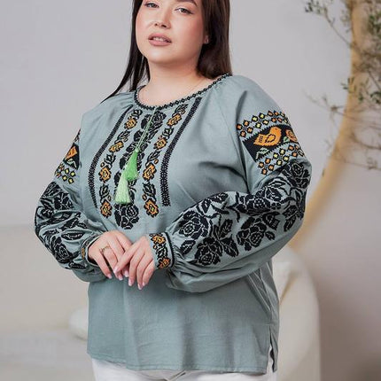 Women's Linen Vyshyvanka with Floral Embroidery