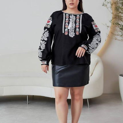 Women's Linen Vyshyvanka with Floral Embroidery