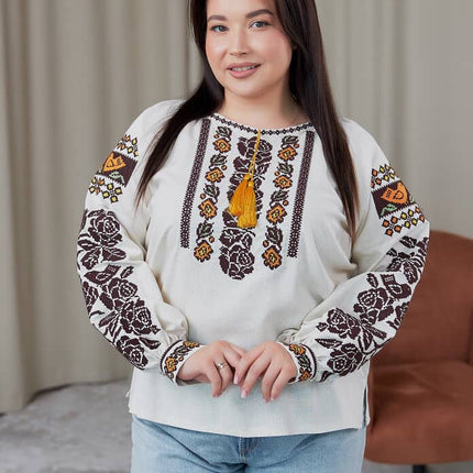 Women's Linen Vyshyvanka with Floral Embroidery