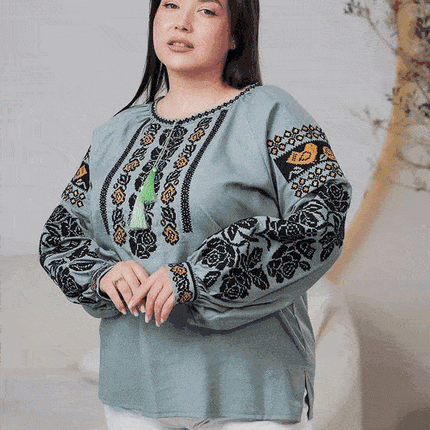 Women's Linen Vyshyvanka with Floral Embroidery