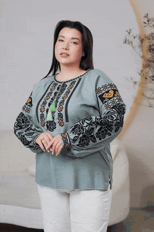 Women's Linen Vyshyvanka with Floral Embroidery
