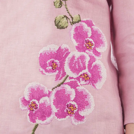 Women's blouse with orchid embroidery