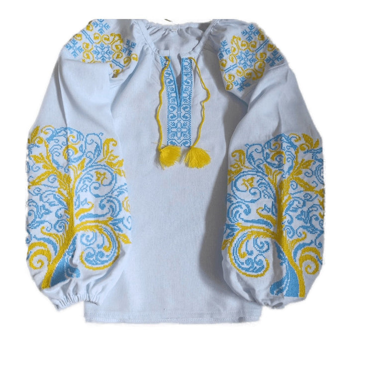 Children's embroidered blouse with yellow and blue embroidery