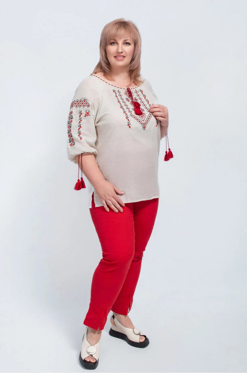 Women's vyshyvanka blouse made from natural linen