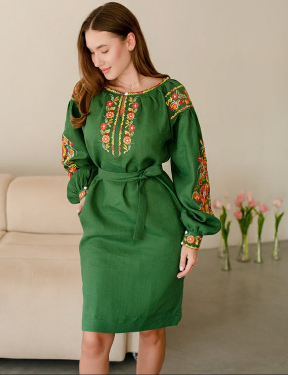 Women’s Linen Dress with Embroidery