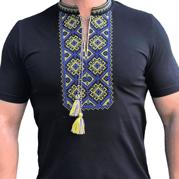 Mens t-shirt with Ukrainian embroidery ornament