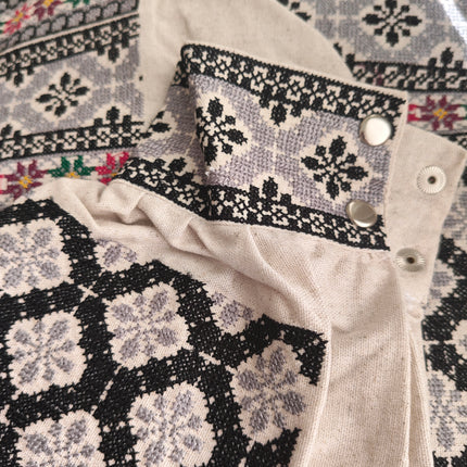 Women's Ukrainian Embroidered Blouse with Black Geometric Pattern