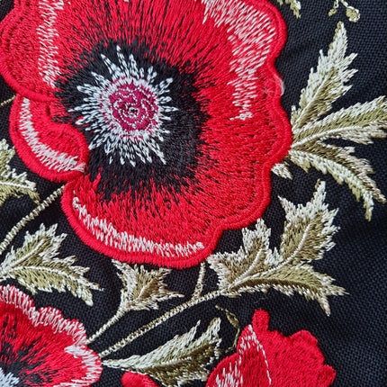 Women’s Black Ukrainian Embroidered Blouse with Red Poppies