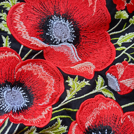 Women’s Black Ukrainian Embroidered Blouse with Red Poppies