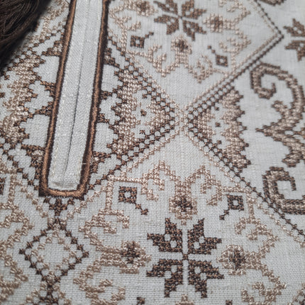 Men’s Linen Vyshyvanka – Natural Unbleached Linen Ukrainian Embroidered Shirt