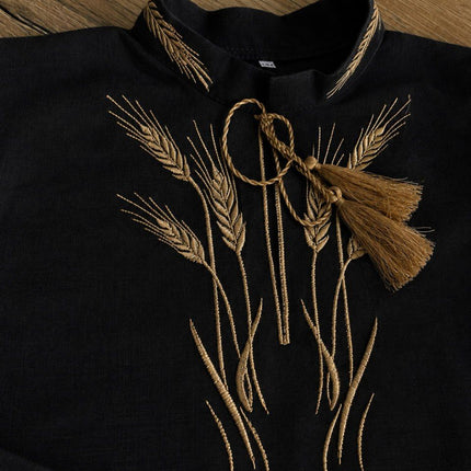 Boys Ukrainian Vyshyvanka Shirt with Wheat Embroidery