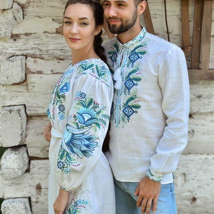 Mens linen vyshyvanka shirt with long sleeves