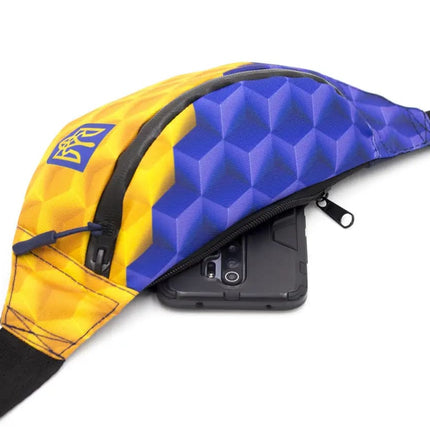 Men's waist bag in patriotic blue and yellow with Ukrainian emblem