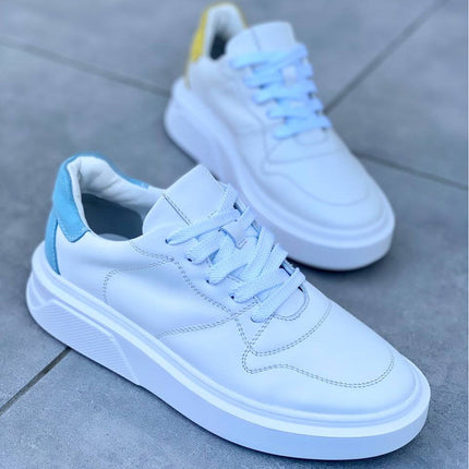 Women's white leather sneakers